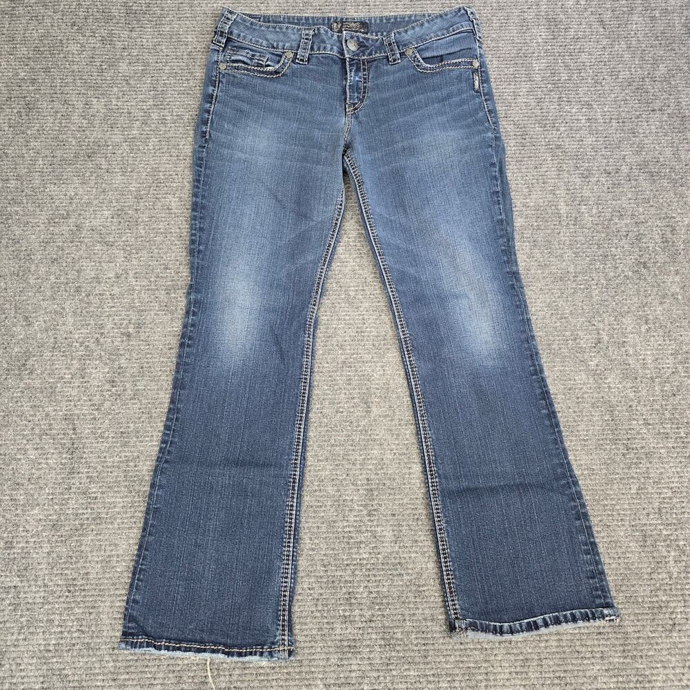 Silver Jeans Suki Mid Slim Boot Women 33x31 Medium Wash Flap Pocket Jeans